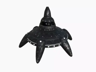Alien Spaceship UFO G10 Full Black - Sci Fi Spacecraft Design Low-poly 3D model