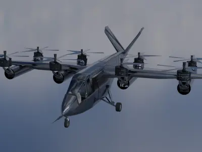 Low Poly Vertical Aerospace VX4 eVTOL  Game-Ready 3D Model Low-poly 3D model
