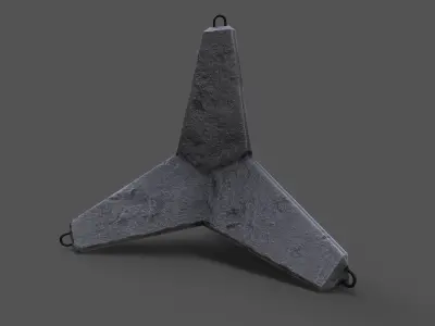 Road block star - antitank roadblock Low-poly 3D model