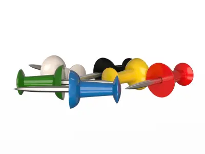 Assorted Colors Push Pins Low-poly 3D model