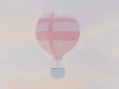 Hot Air Balloon Low-poly 3D model 2