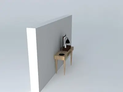 LIGHT WOOD CONSOLE TABLE WITH dressing table mirror 3D model