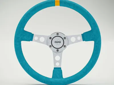 MOMO Style Racing Steering Wheel in 4 colour variants 3D model by mdnssdesign