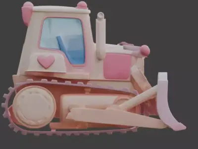 Stylized 3D Valentine  Bulldozer Model Low-poly 3D model