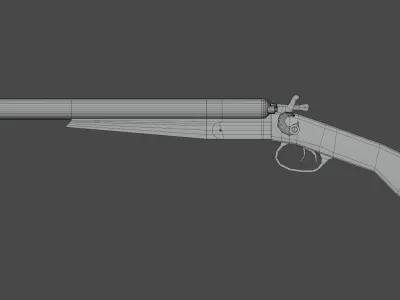 Double Barrel Shotgun Low-poly 3D model get