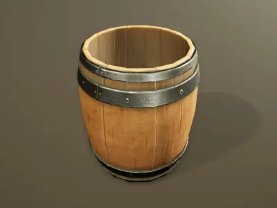 Stylized Western Opened Wooden Barrel Free low-poly 3D model