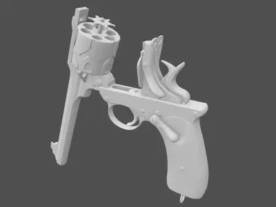Webley Fosbery Automatic Revolver Low-poly 3D model get