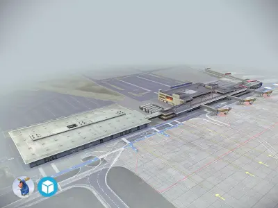 Airport Terminal Schonefeld EDDB  Low-poly 3D model