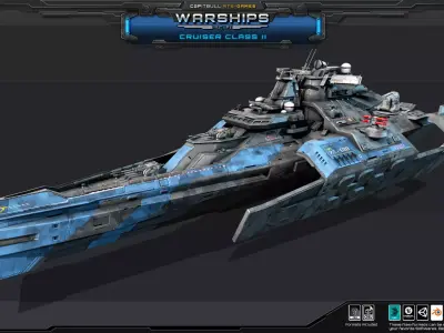 WARSHIPS - Cruiser Class II  Low-poly 3D model