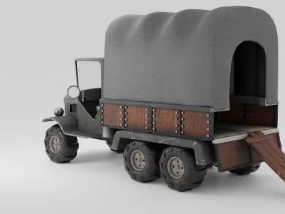 Truck old with canvas cover 3D model