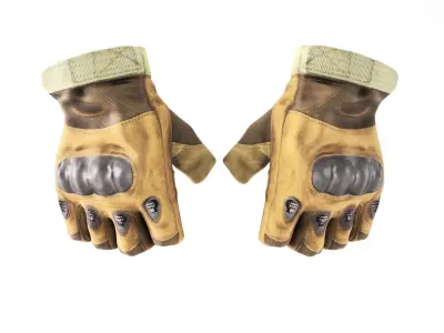 Half finger military leather gloves 07 Low-poly 3D model