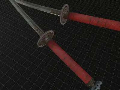 Katana two samurai swords Low-poly 3D model get