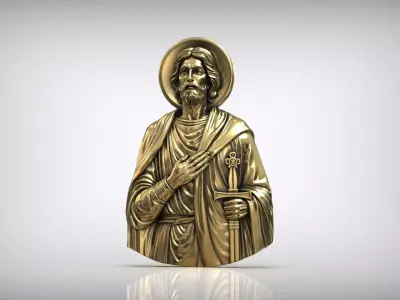 Saint Alexander Nevsky the Prince Icon Antique Medallion 3D print model