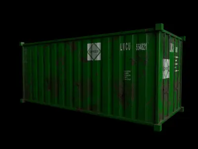 Container-green PBR shipping container Low-poly 3D model