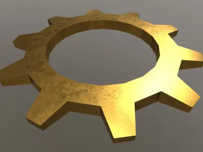 Cogwheels golden gear Free low-poly 3D model