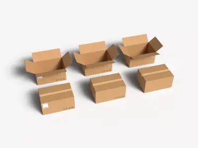 Cardboard Box  Large  Open  Closed Mini Pack PBR 3D model
