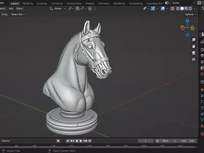 French Imperial Knight chess piece 3D print model