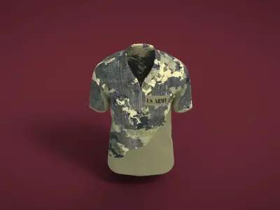Military Outfit - T-shirt Low-poly 3D model 38