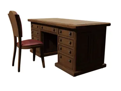 Classic Office Desk  Low-poly 3D model