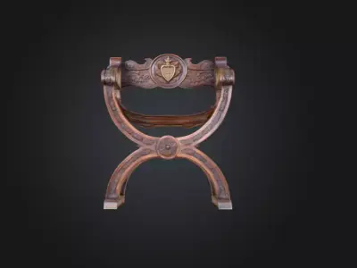 Antique Carved Chair Low-poly 3D model