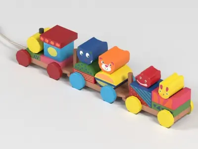 wooden toy train Low-poly 3D model buy
