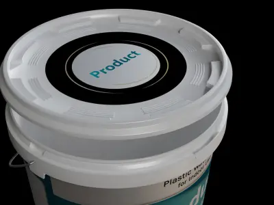 Plastic Paint Bucket  3D PBR Model with Safety Lid  3D model