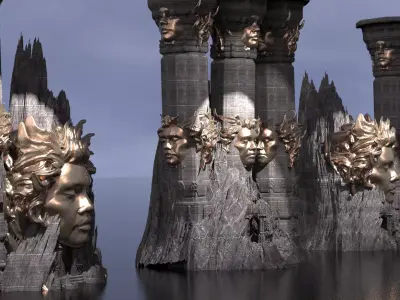 Mountain Statue Kit bash 4 3D model
