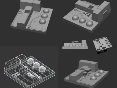 3D STL LOW ALTITUDE Death Star tiles with Vehicle stand slots 3D print model