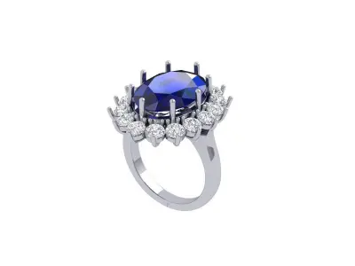 Oval Art Deco Ring 3D print model 11