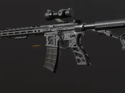 Lightweight AR-15 Low-poly 3D model