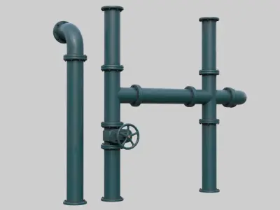 Industrial Pipes 1B Low-poly 3D model