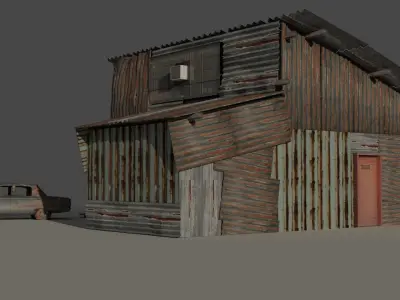shanty garage decayed Low-poly 3D model