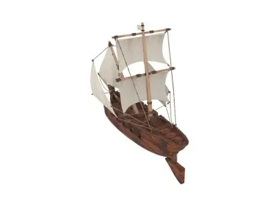 Wooden boat  3D model