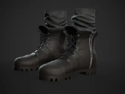 Black Half Boots  Low-poly 3D model