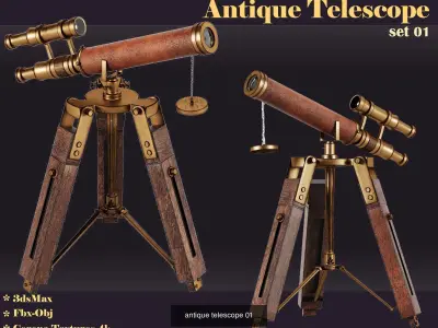 collection antique telescope  3D Model Pack
