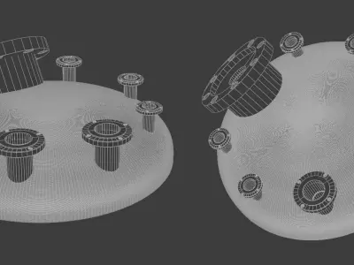 Torispherical Dish with Nozzles Low-poly 3D model