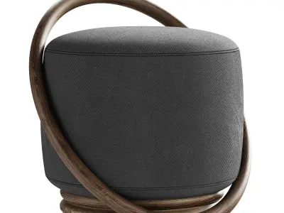 Hoop vallnut pouf 3D model
