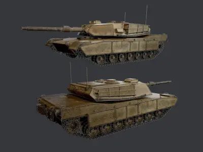 M1 Abrams Tank Military Vehicle Game Ready 02 Low-poly 3D model