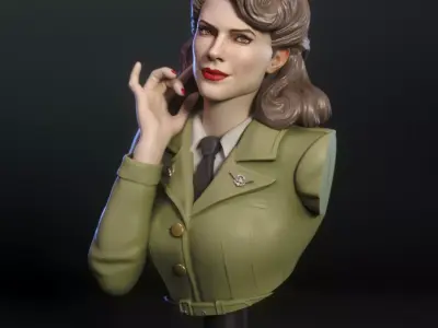 Peggy Carter from Captain America bust Free 3D print model