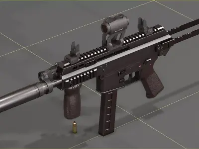 B and T APC PRO 9mm with suppressor and Surefire x400rv Low-poly 3D model