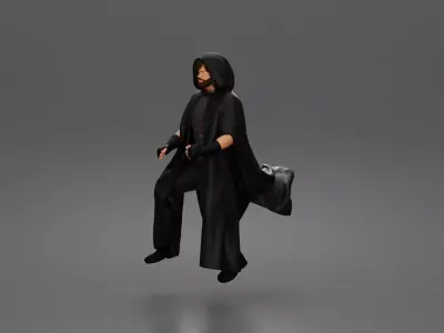 Mysterious hooded rider on dark steed ventures into silent night 3D print model