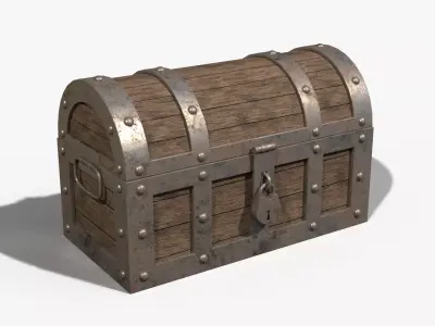 Wooden Chest Low-poly 3D model