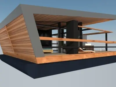 glamping boat Low-poly 3D model