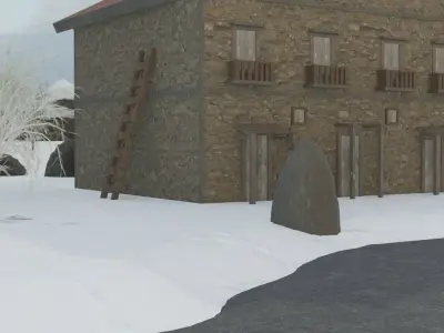 Snowy Mountain Village 3D model order