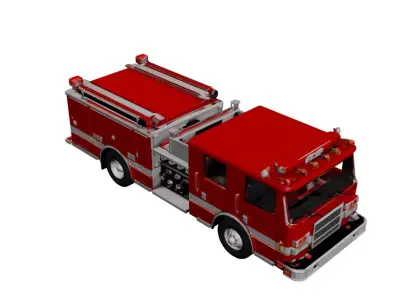 Small Town Fire Truck Compact Community Emergency Vehicle 3D model
