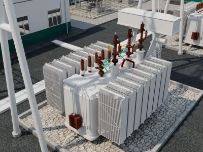 Electrical power substation 3D model purchase