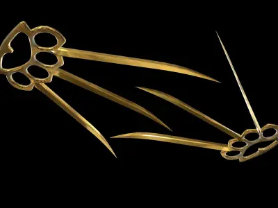 Brass Knuckles With Knife Claws Low-poly 3D model