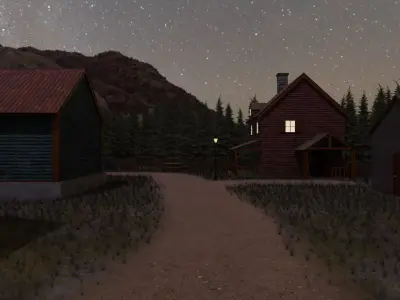 Rustic Night Village 3D model purchase