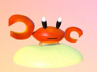 Cute Low Poly Hand Painted Crab Model Low-poly 3D model