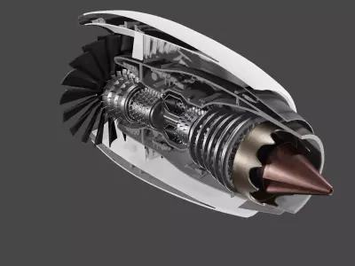 Rotating jet engine 3D model